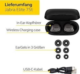 Jabra Elite 75t, black hinta ja tiedot | Kuulokkeet | hobbyhall.fi