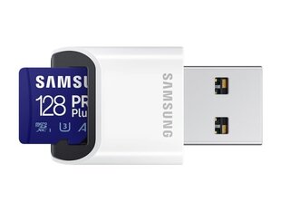 Muistikortti Samsung 128 Gt MicroSD PRO Plus microSD kortinlukijaLLA USB hinta ja tiedot | Puhelimen muistikortit | hobbyhall.fi