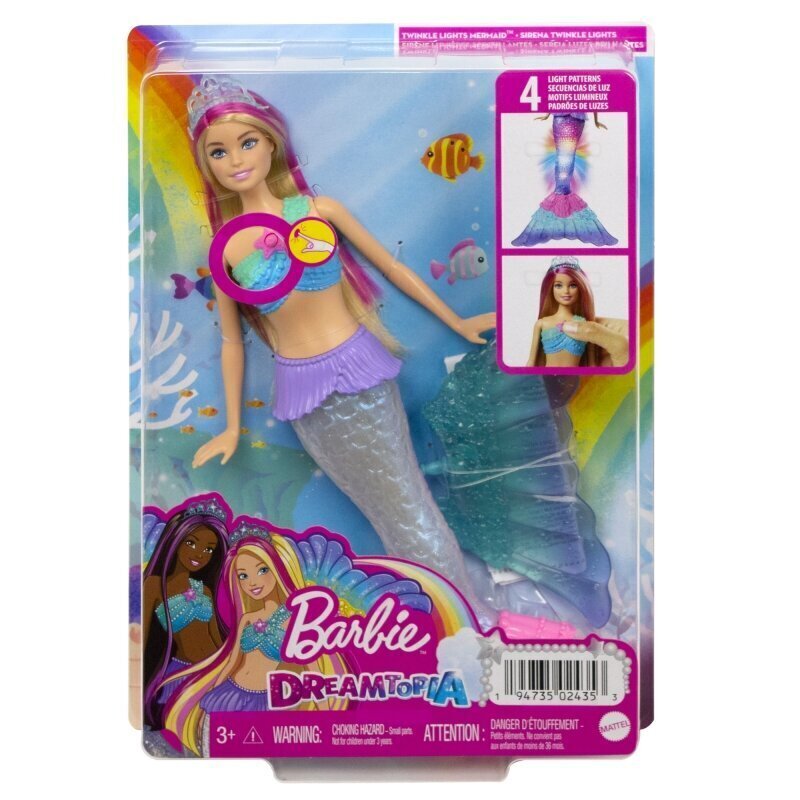 Nukke Barbie Dreamtopia Mermaid valoevällä, HDJ36 hinta ja tiedot | Tyttöjen lelut | hobbyhall.fi