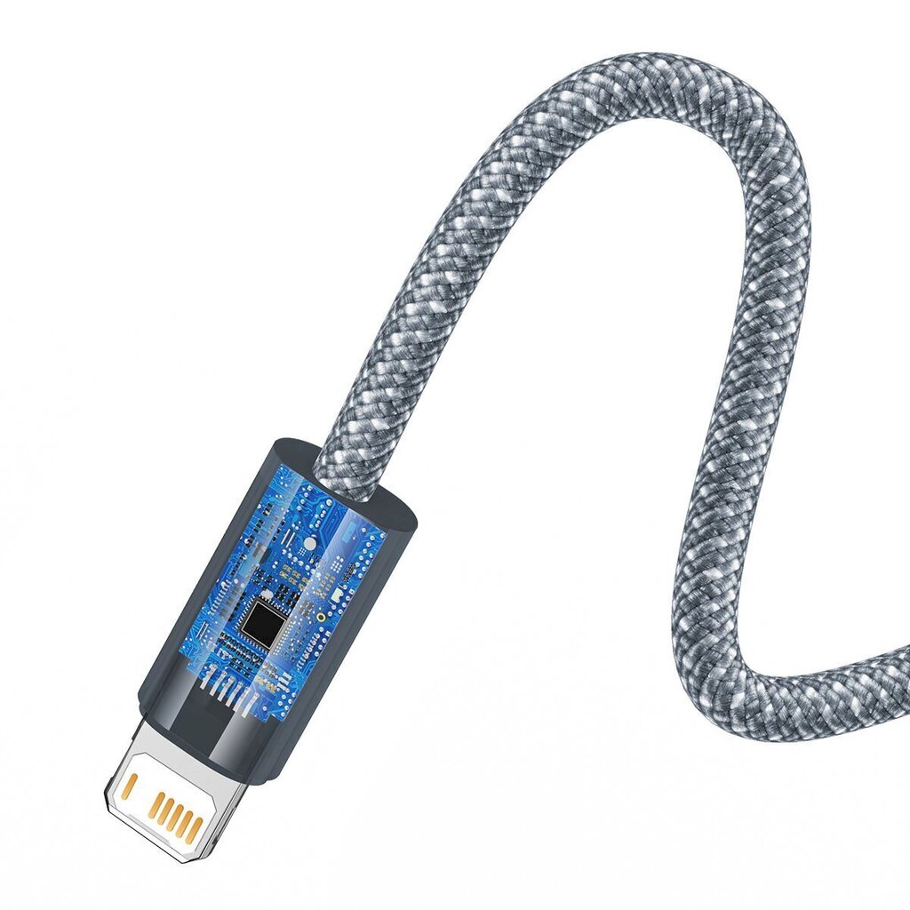 Baseus iPhonen USB-kaapeli - Lightning 1 m, 2,4A harmaa (CALD000416) hinta ja tiedot | Puhelinkaapelit | hobbyhall.fi