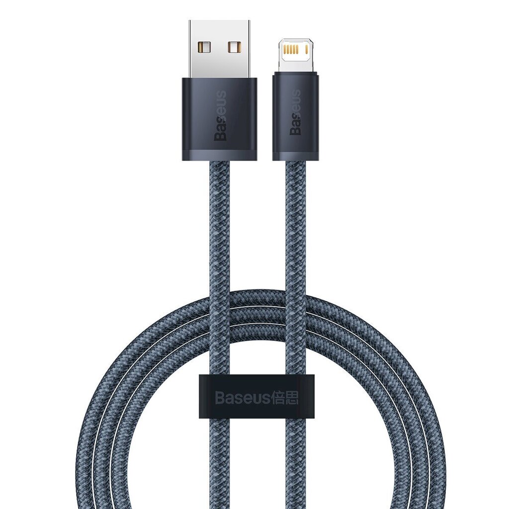 Baseus iPhonen USB-kaapeli - Lightning 1 m, 2,4A harmaa (CALD000416) hinta ja tiedot | Puhelinkaapelit | hobbyhall.fi