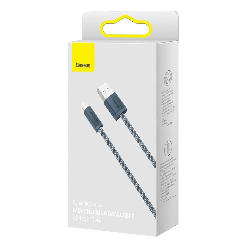 Baseus iPhonen USB-kaapeli - Lightning 1 m, 2,4A harmaa (CALD000416) hinta ja tiedot | Puhelinkaapelit | hobbyhall.fi