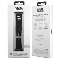 KLAWLOKHK Karl Lagerfeld Karl Head PU katsella hihna Apple Watch 42/44mm musta. hinta ja tiedot | Älykellojen ja aktiivisuusrannekkeiden lisätarvikkeet | hobbyhall.fi