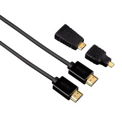 HDMI-kaapeli Hama Nopea HDMI-kaapeli™ Ethernetillä, 1,50 m + 2 HDMI-sovitin™, musta hinta ja tiedot | Kaapelit ja adapterit | hobbyhall.fi