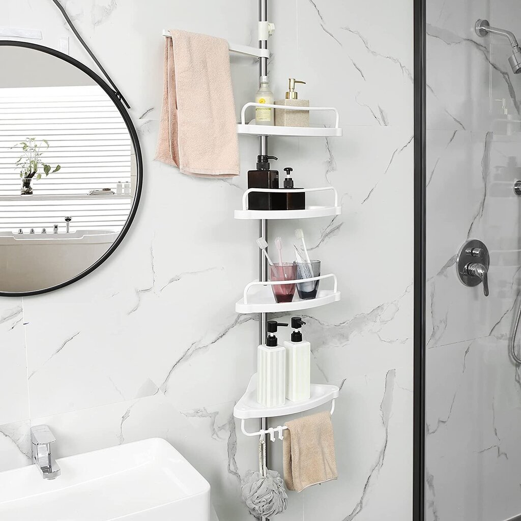 Kylpyhuoneen kulmahylly BCB02SW, valkoinen hinta ja tiedot | Kylpyhuoneen sisustus | hobbyhall.fi
