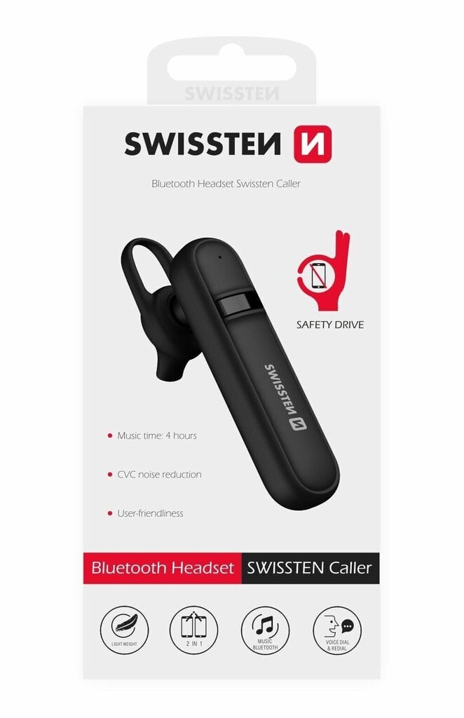 Swissten Caller Bluetooth 5.0 kuulokkeet, musta hinta ja tiedot | Hands-free -tarvikkeet | hobbyhall.fi