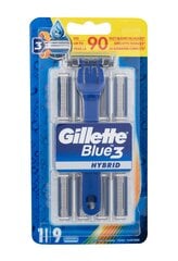 Parranajokone + 9 parranajopäätä Gillette Blue3 Hybryd. hinta ja tiedot | Parranajo ja karvanpoisto | hobbyhall.fi