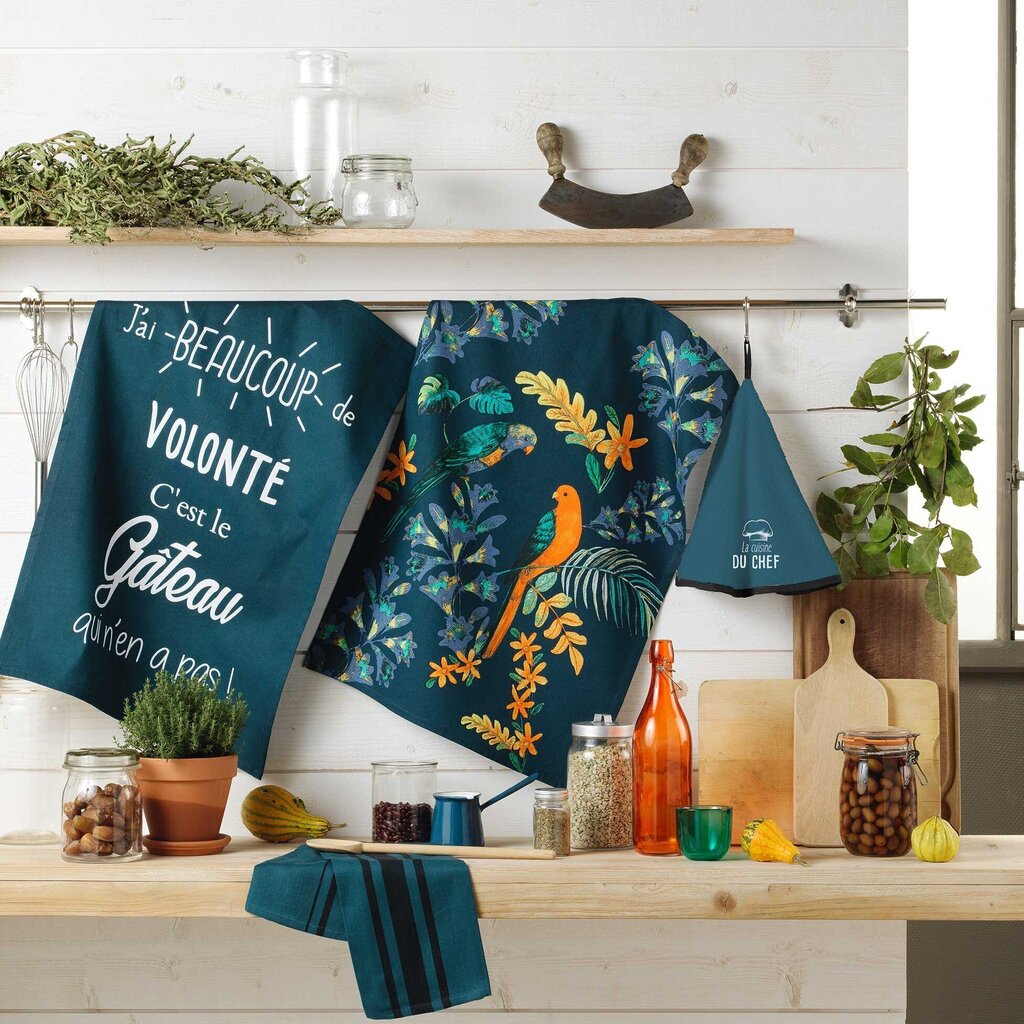 Douceur d'intérieur Gourmandise -keittiöpyyhe, sininen, 50 x 70 cm hinta ja tiedot | Keittiötekstiilit | hobbyhall.fi