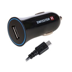 Swissten Premium Car charger 12 / 24V / 1A whit Micro USB Cable 1,5m Black hinta ja tiedot | Puhelimen laturit | hobbyhall.fi