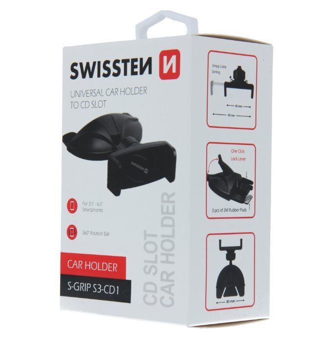 Swissten S-Grip S3-CD1 Universal Car CD / Radio Holder For Tablets / Phones / GPS Black hinta ja tiedot | Puhelintelineet | hobbyhall.fi