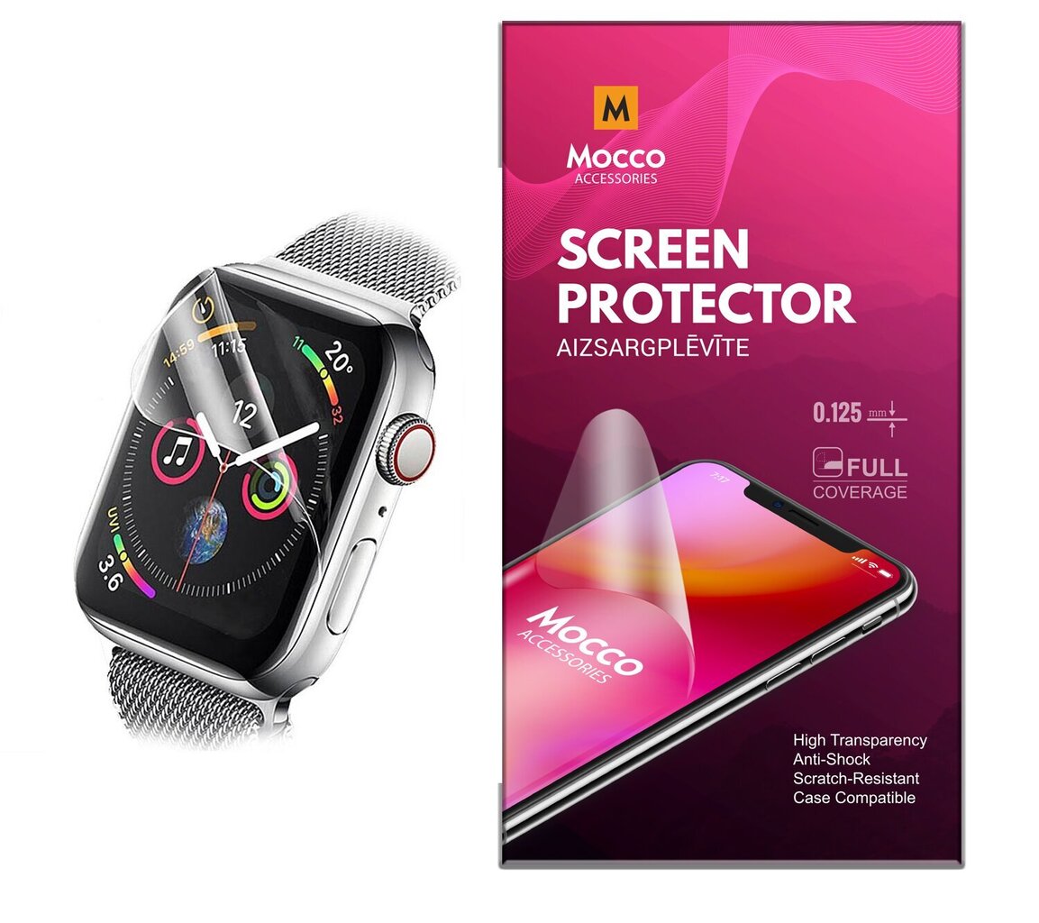 Mocco Full Coverage 0.125mm Clear Screen Protector for Apple Watch 38mm (EU Blister) hinta ja tiedot | Älykellojen ja aktiivisuusrannekkeiden lisätarvikkeet | hobbyhall.fi