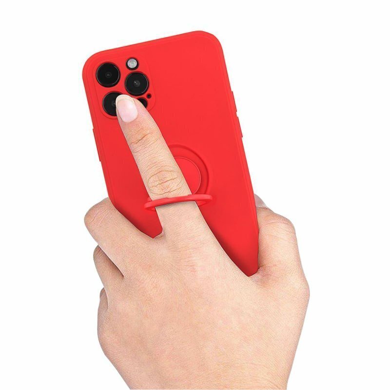 Mocco Pastel Ring Silicone Back Case for Samsung Galaxy S21 FE 5G Red hinta ja tiedot | Puhelimen kuoret ja kotelot | hobbyhall.fi