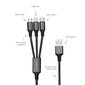4smarts tekstiilikaapeli 3in1 ForkCord Micro USB / USB-C / Lightning / 1m / musta hinta ja tiedot | Kaapelit ja adapterit | hobbyhall.fi