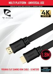 Piranha High Speed HDMI Cable 1.8M hinta ja tiedot | Kaapelit ja adapterit | hobbyhall.fi