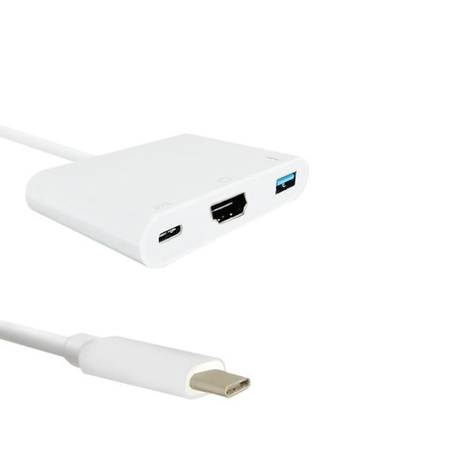 Qoltec Adapter USB 3.1 typC Uros / HDMI AF + USB AF + USB 3.1 typC hinta ja tiedot | Kaapelit ja adapterit | hobbyhall.fi