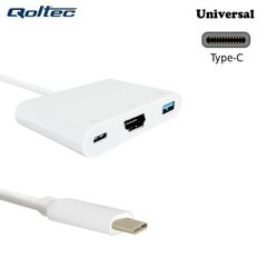 Qoltec Adapter USB 3.1 typC Male / HDMI AF + USB AF + USB 3.1 typC hinta ja tiedot | Kaapelit ja adapterit | hobbyhall.fi