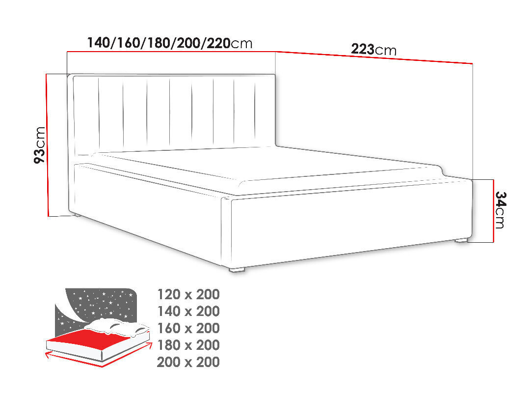 Ideal - sänky nostettavalla pohjalla 200x200 cm hinta ja tiedot | Sängyt | hobbyhall.fi