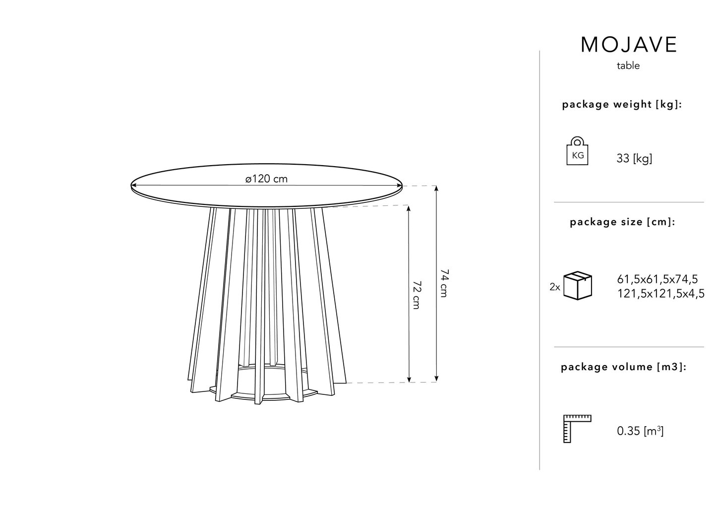 Pöytä Micadoni Home Mojave, 120 cm, musta hinta ja tiedot | Ruokapöydät | hobbyhall.fi