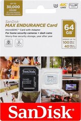 MicroSDXC 64GB Sandisk Max Endurance - muistikortti: SDSQQVR-064G-GN6IA hinta ja tiedot | Sandisk Puhelimet, älylaitteet ja kamerat | hobbyhall.fi