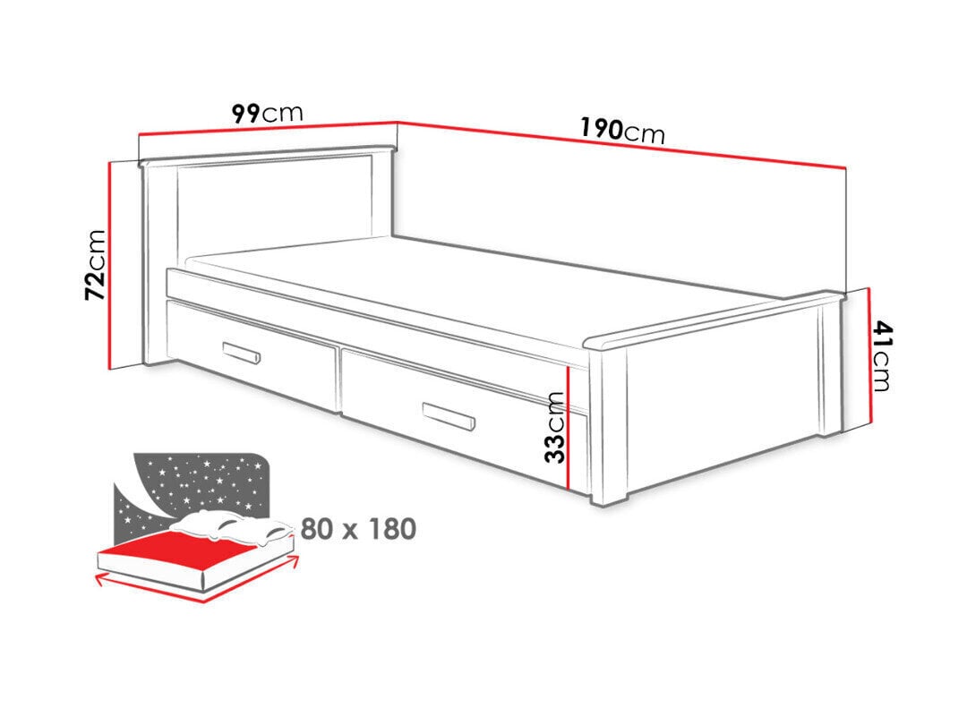 Vuode Aldo 80x180cm hinta ja tiedot | Lastensängyt | hobbyhall.fi