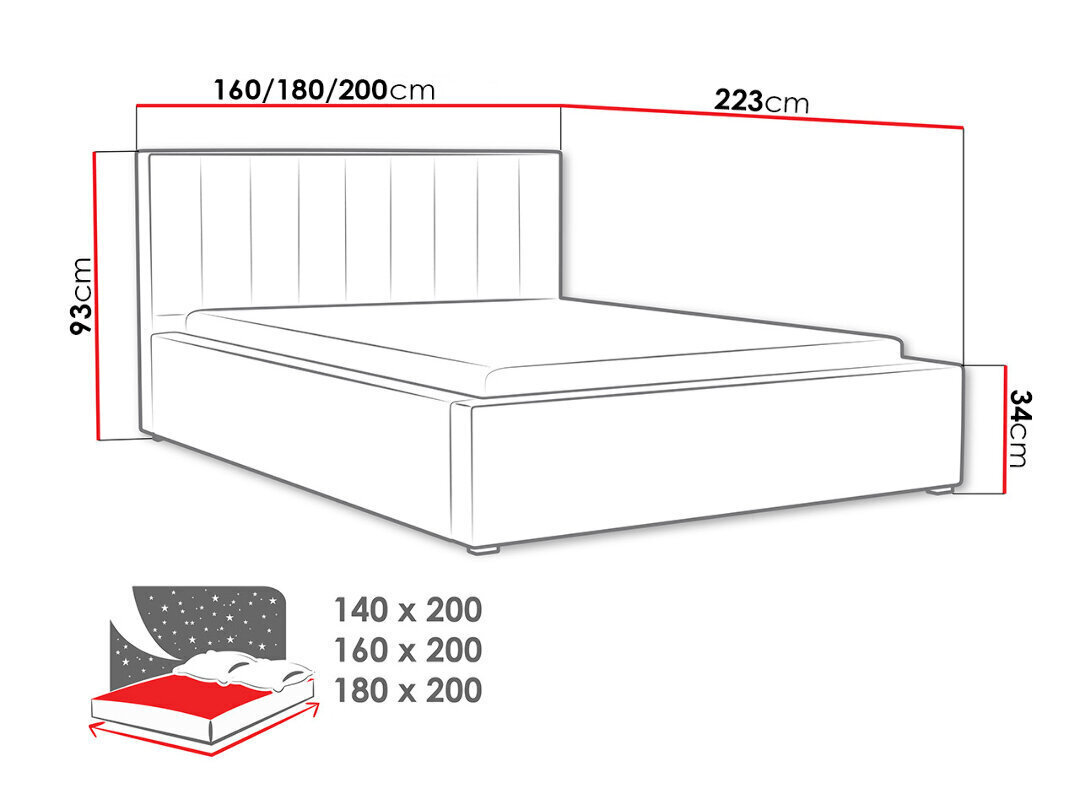 Vuode Ideal 140x200 cm sisäänvedettävällä sängyn alustalla hinta ja tiedot | Sängyt | hobbyhall.fi