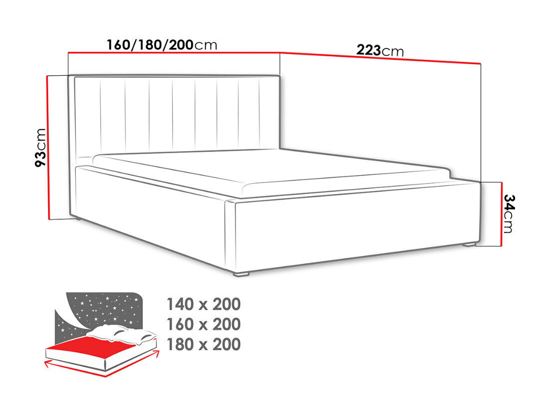 Sänky Ideal 160x200 cm sisäänvedettävällä sängyn pohjalla hinta ja tiedot | Sängyt | hobbyhall.fi