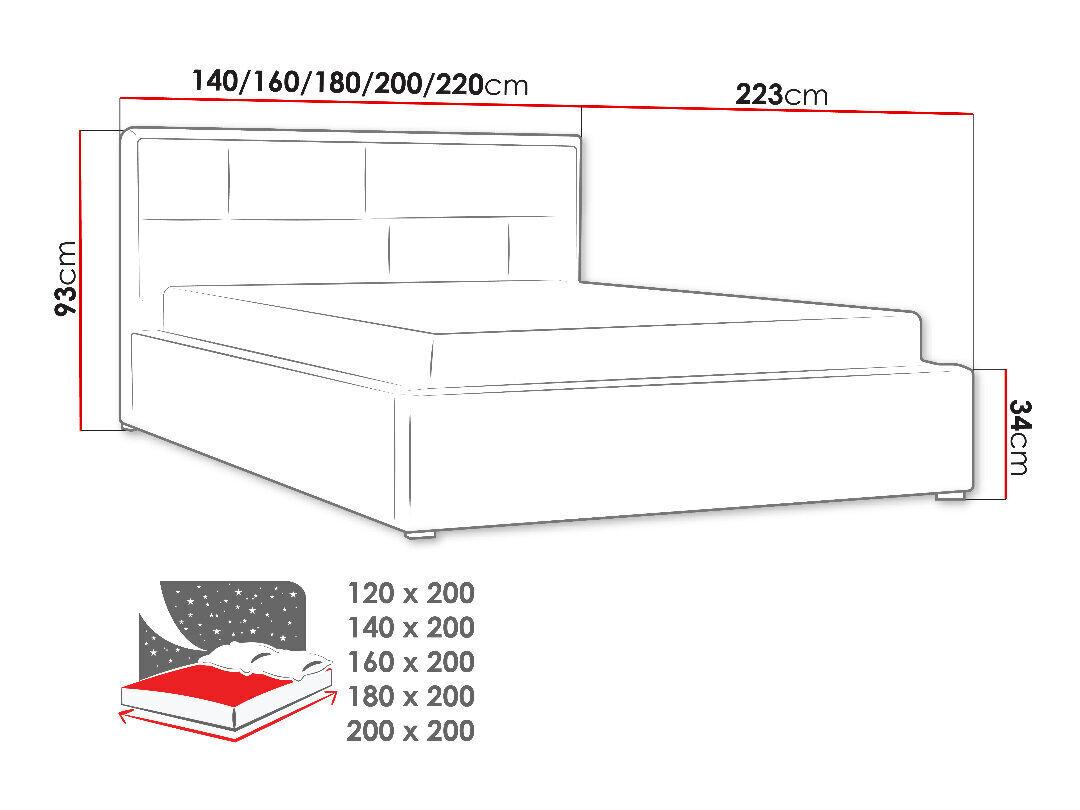 Deco sänky 200x200 cm sisäänvedettävällä sänkypohjalla hinta ja tiedot | Sängyt | hobbyhall.fi