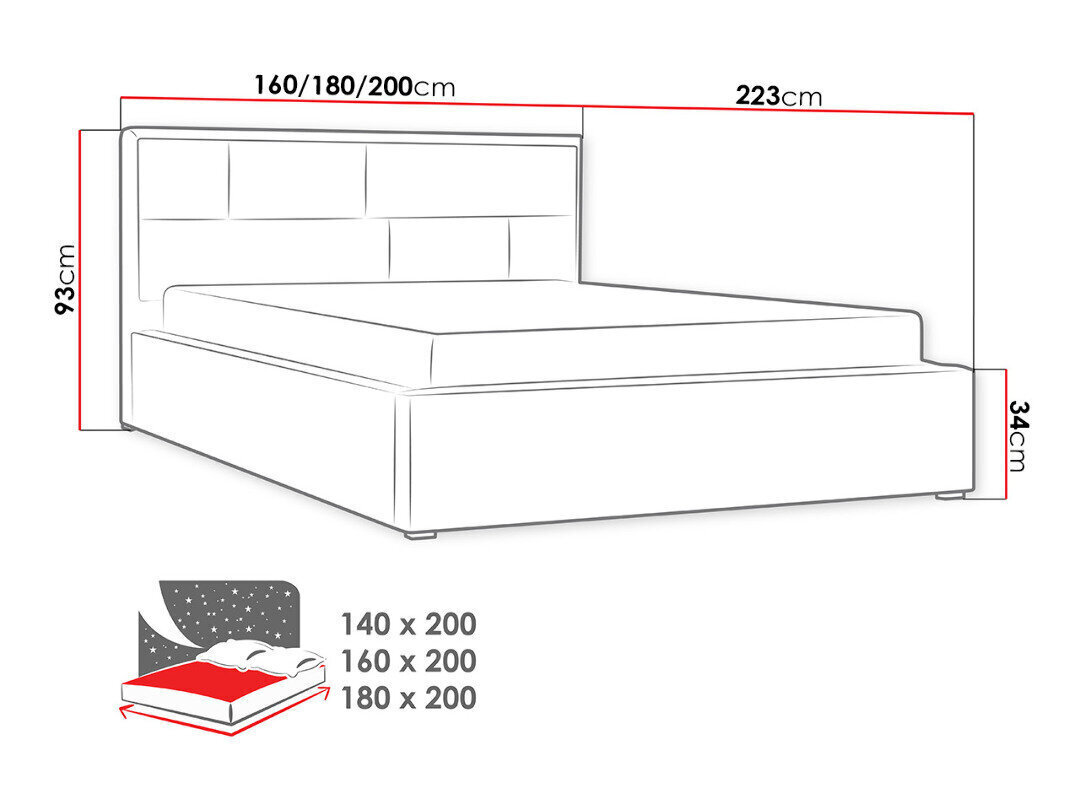 Sänky Deco 160x200 cm sisäänvedettävällä sänkypohjalla hinta ja tiedot | Sängyt | hobbyhall.fi