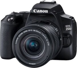 Canon EOS 250D (Black) + EF-S 18-55mm f/4-5.6 IS STM + EF 50mm f/1.8 STM hinta ja tiedot | Canon Puhelimet, älylaitteet ja kamerat | hobbyhall.fi