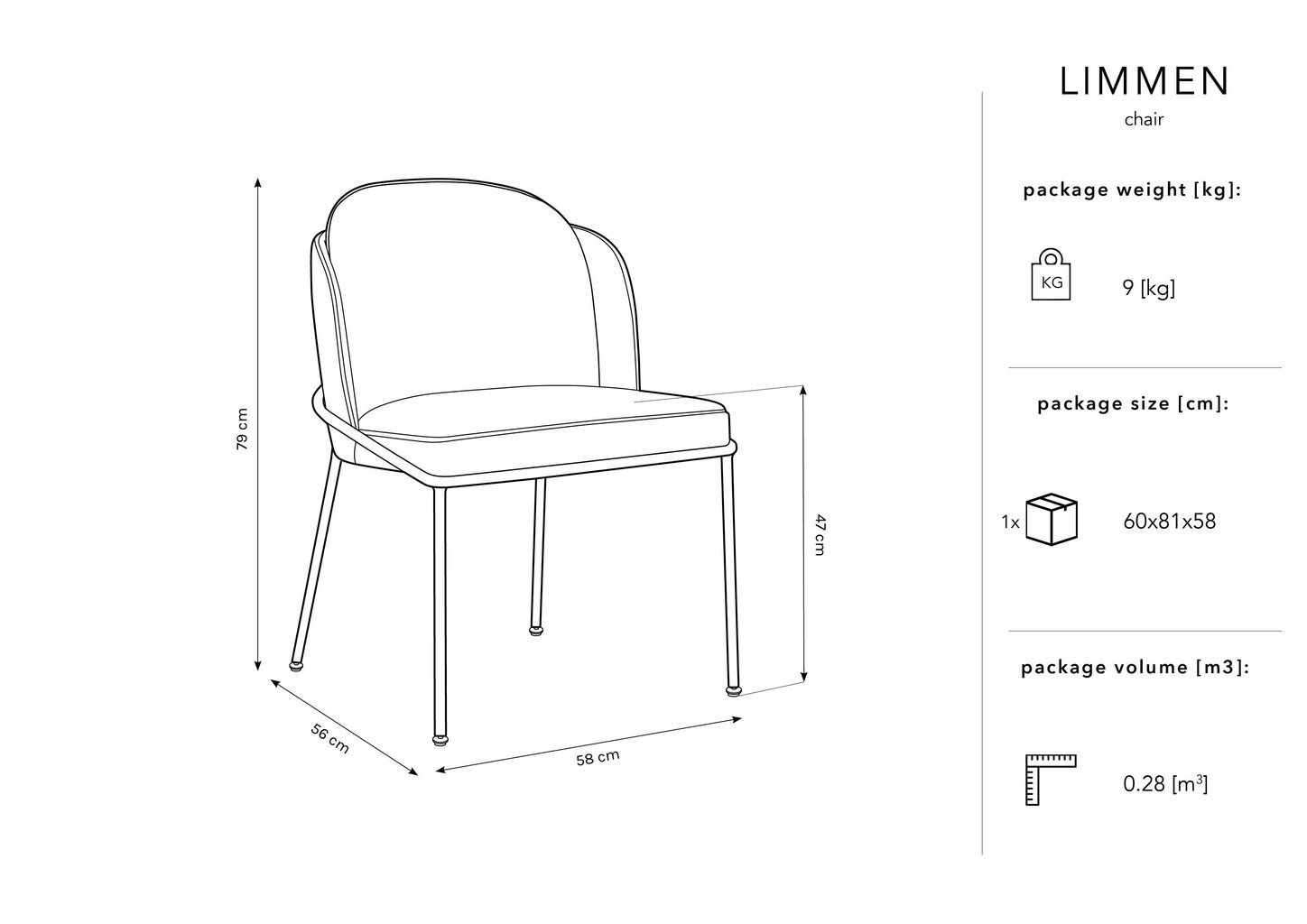 Micadoni Home Limmen -tuolit, 2 kpl musta hinta ja tiedot | Ruokapöydän tuolit | hobbyhall.fi