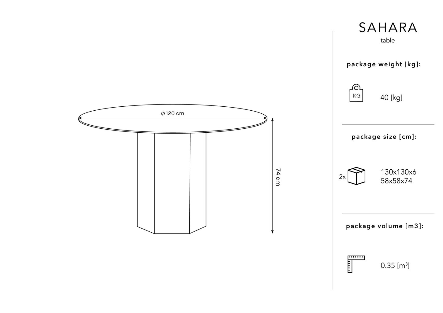 Pöytä Micadoni Home Sahara, 120 cm, musta hinta ja tiedot | Ruokapöydät | hobbyhall.fi