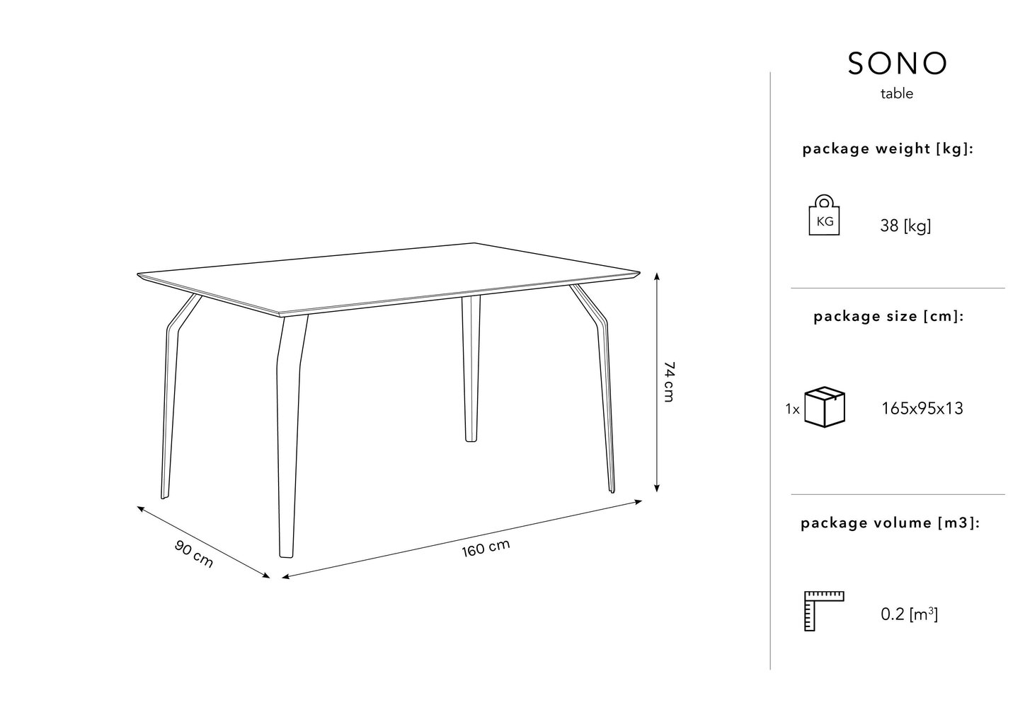 Pöytä Micadoni Home Sono 160x90 cm, ruskea/musta hinta ja tiedot | Ruokapöydät | hobbyhall.fi