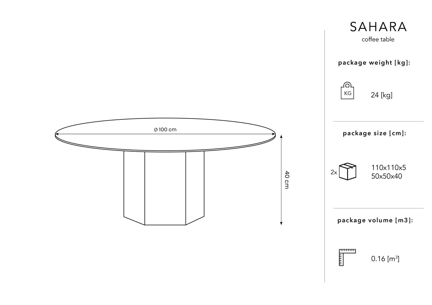 Sohvapöytä Micadoni Home Sahara, 100 cm, valkoinen hinta ja tiedot | Sohvapöydät | hobbyhall.fi