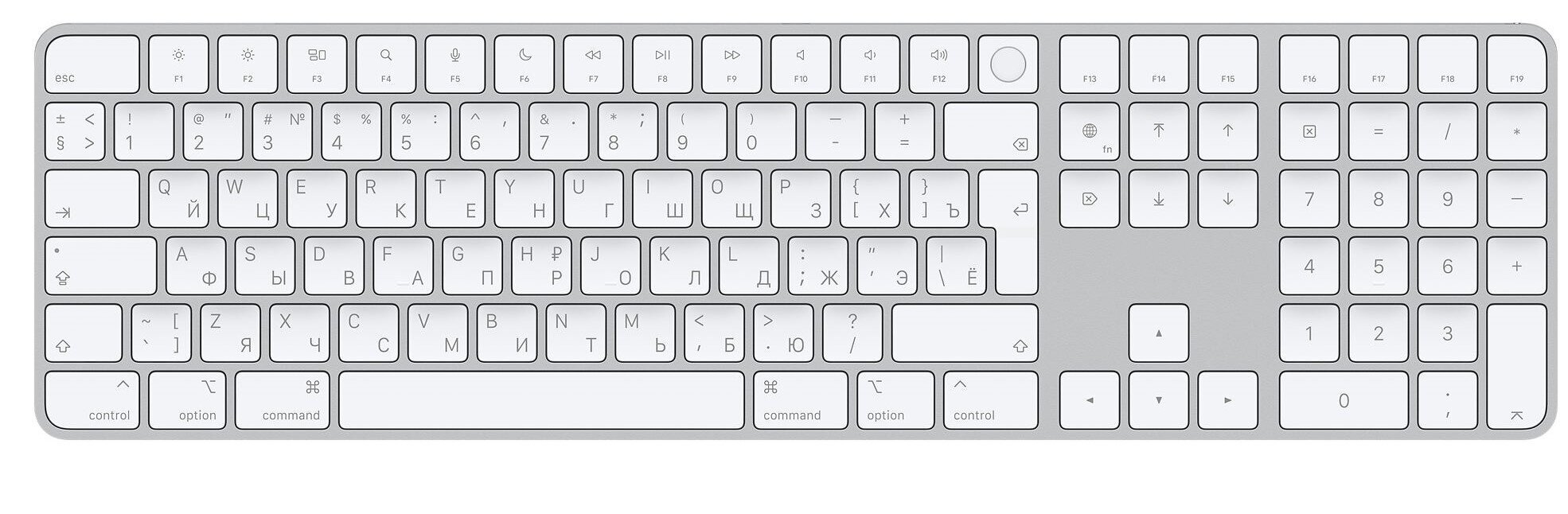 Magic Keyboard with Touch ID and Numeric Keypad for Mac computers with Apple silicon - Russian - MK2C3RS/A hinta ja tiedot | Näppäimistöt | hobbyhall.fi