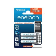 Panasonic eneloop ladattavat akut AAA 750 3BP Dect hinta ja tiedot | Paristot | hobbyhall.fi