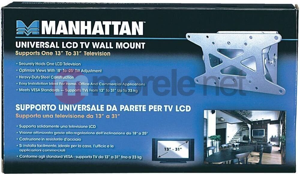 Seinäteline Manhattan TV LED / LCD 13-32" 20kg kallistettava, ohut, harmaa hinta ja tiedot | TV-seinätelineet | hobbyhall.fi