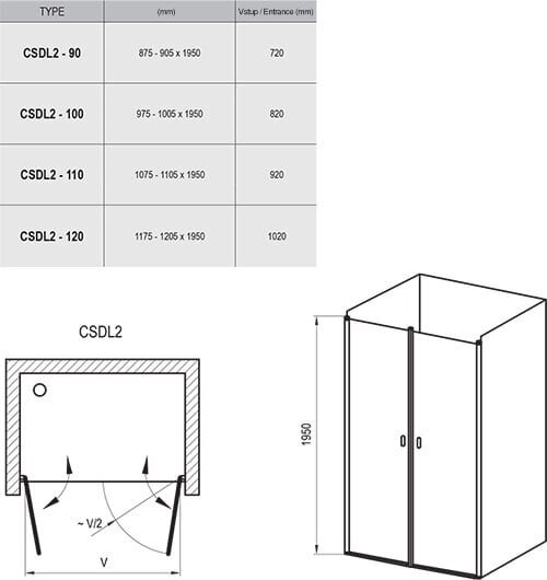 Suihkuhuone Ravak Chrome CSDL2 90 hinta ja tiedot | Suihkuseinät ja -ovet | hobbyhall.fi