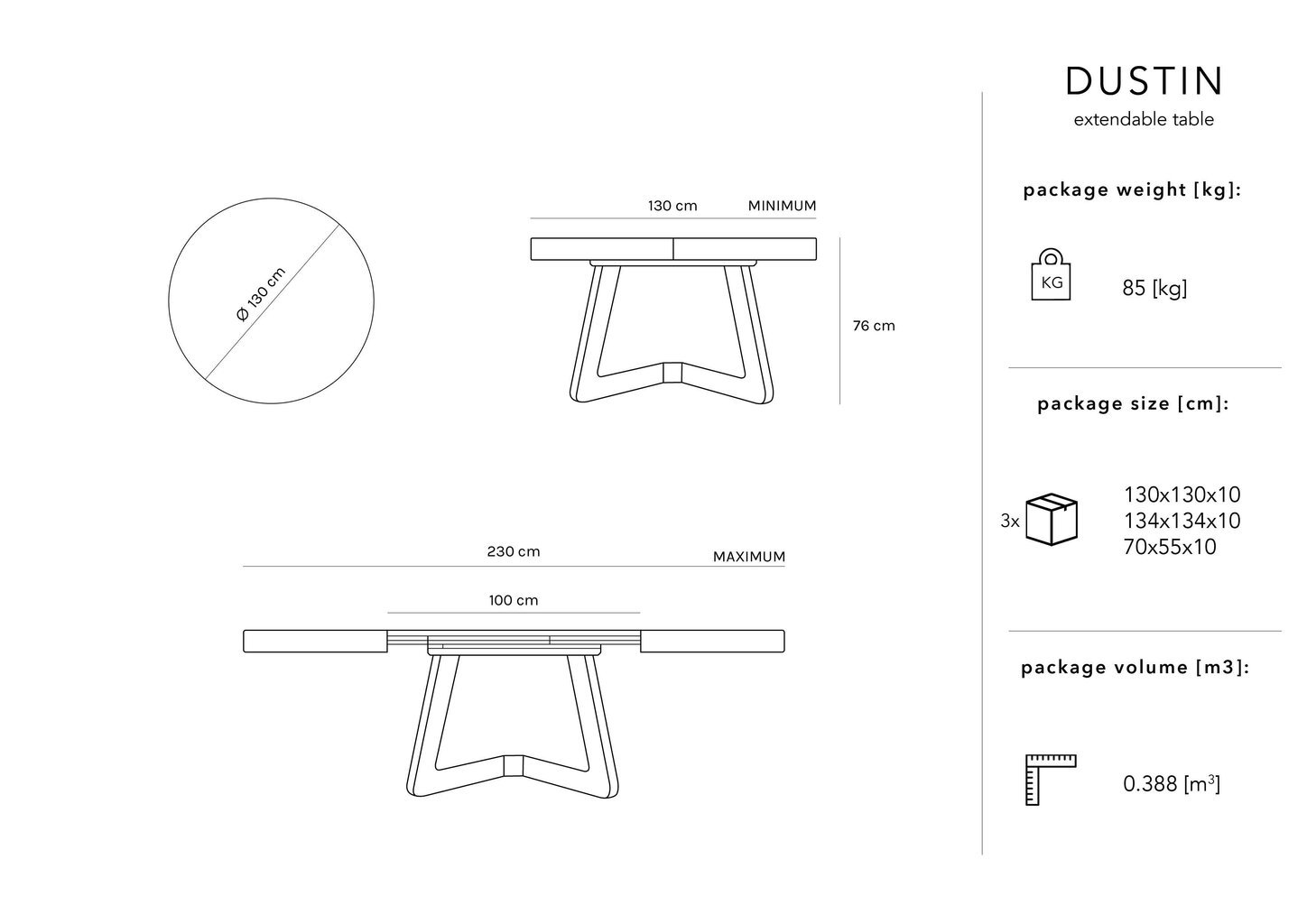 Jatkettava pöytä Micadoni Home Dustin, musta hinta ja tiedot | Ruokapöydät | hobbyhall.fi