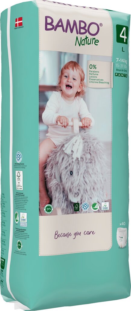 Luomuvaipat BAMBON NATURE 4 (7-14+kg), 40 kpl hinta ja tiedot | Vaipat | hobbyhall.fi