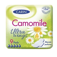 Terveyssiteet Carin Antiseptic Ultra Wings Camomile, 9 kpl. hinta ja tiedot | Tamponit ja terveyssiteet | hobbyhall.fi