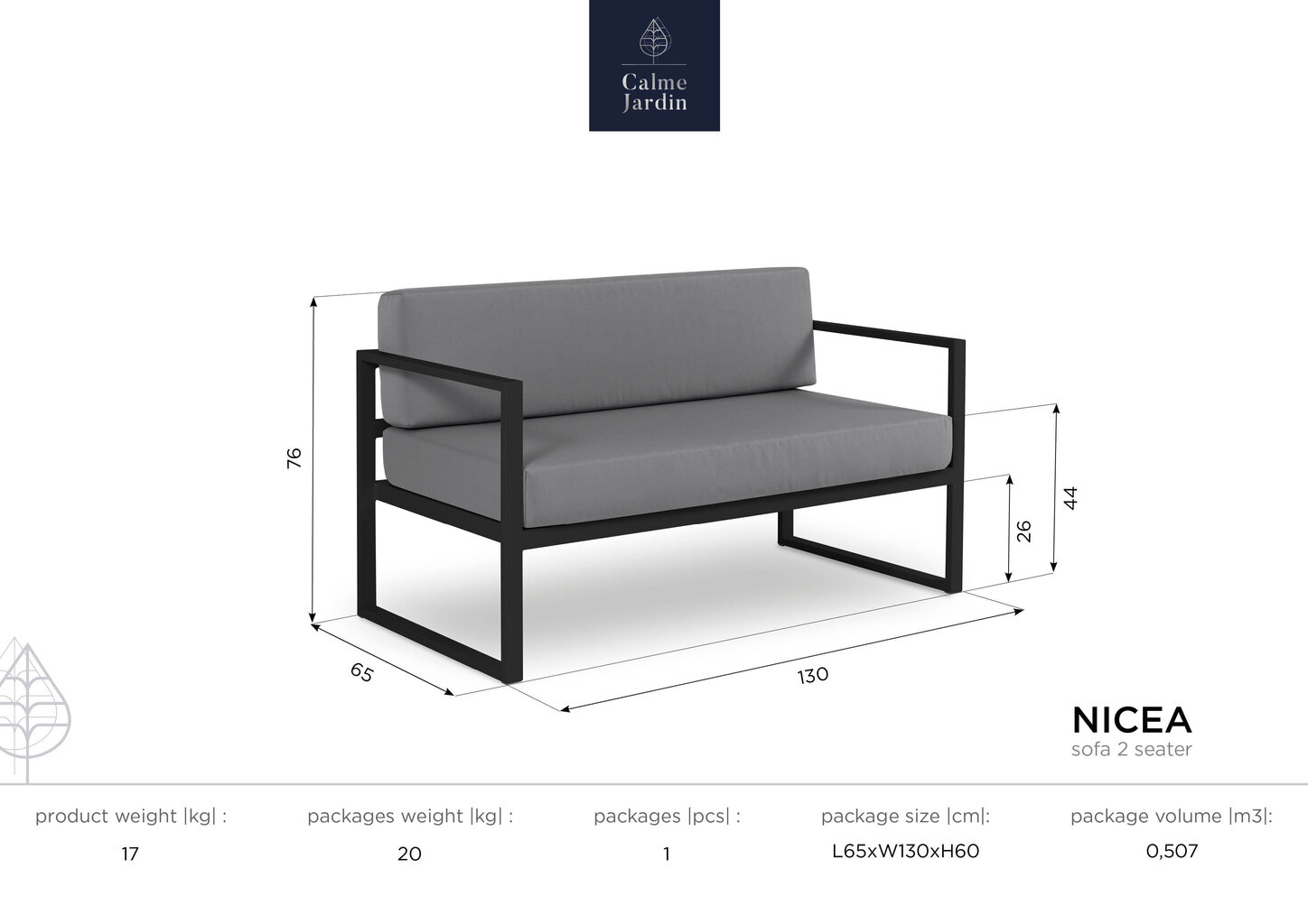 Calme Jardin Nicea Puutarhakalusarja, 5-osainen, sininen/tummanharmaa hinta ja tiedot | Puutarhakalusteet | hobbyhall.fi