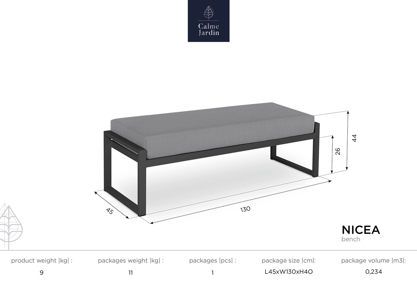 Calme Jardin Nicea Puutarhakalusarja, 5-osainen, tummanharmaa/vaaleanharmaa hinta ja tiedot | Puutarhakalusteet | hobbyhall.fi