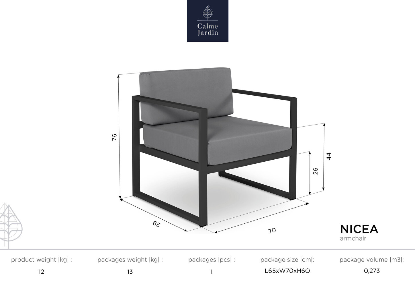 Calme Jardin Nicea Puutarhakalusarja, 5-osainen, tummanharmaa/vaaleanharmaa hinta ja tiedot | Puutarhakalusteet | hobbyhall.fi