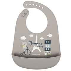 Silikoninen ruokalappu taskulla Canpol Babies Bonjour Paris, tummansininen beige, 74/027 hinta ja tiedot | Ruokalaput | hobbyhall.fi