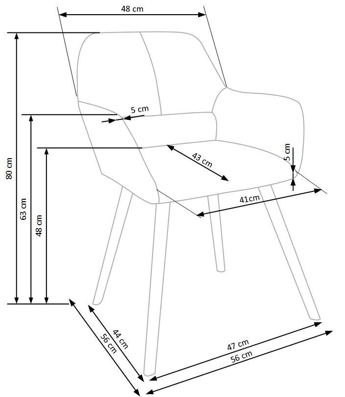 Tuoli K283, beige, 2 kpl hinta ja tiedot | Ruokapöydän tuolit | hobbyhall.fi