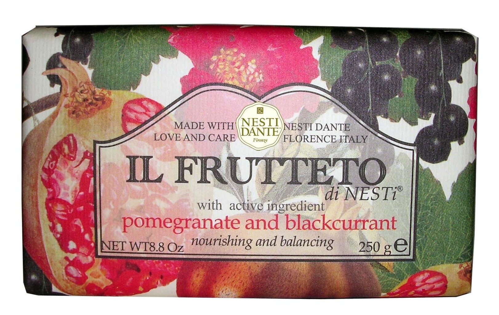 Luonnonsaippua Nesti Dante Il Frutteto Pomegranate And Blackcurrant 250 g hinta ja tiedot | Saippuat | hobbyhall.fi