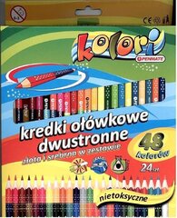 Värilliset kaksipuoliset lyijykynät Kolori Penmate, 24 = 48 väriä, kolmiomainen, teroittimella hinta ja tiedot | Kolori Lapset | hobbyhall.fi