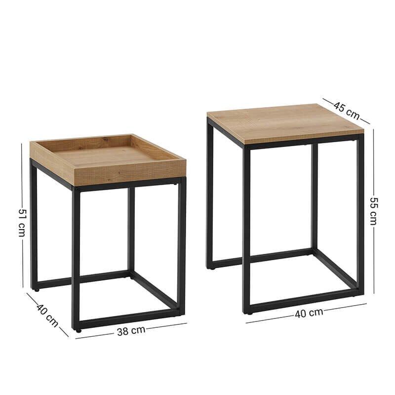 Sohvapöytäsarja LNT02N, 2 pöytää, ruskea/musta hinta ja tiedot | Sohvapöydät | hobbyhall.fi