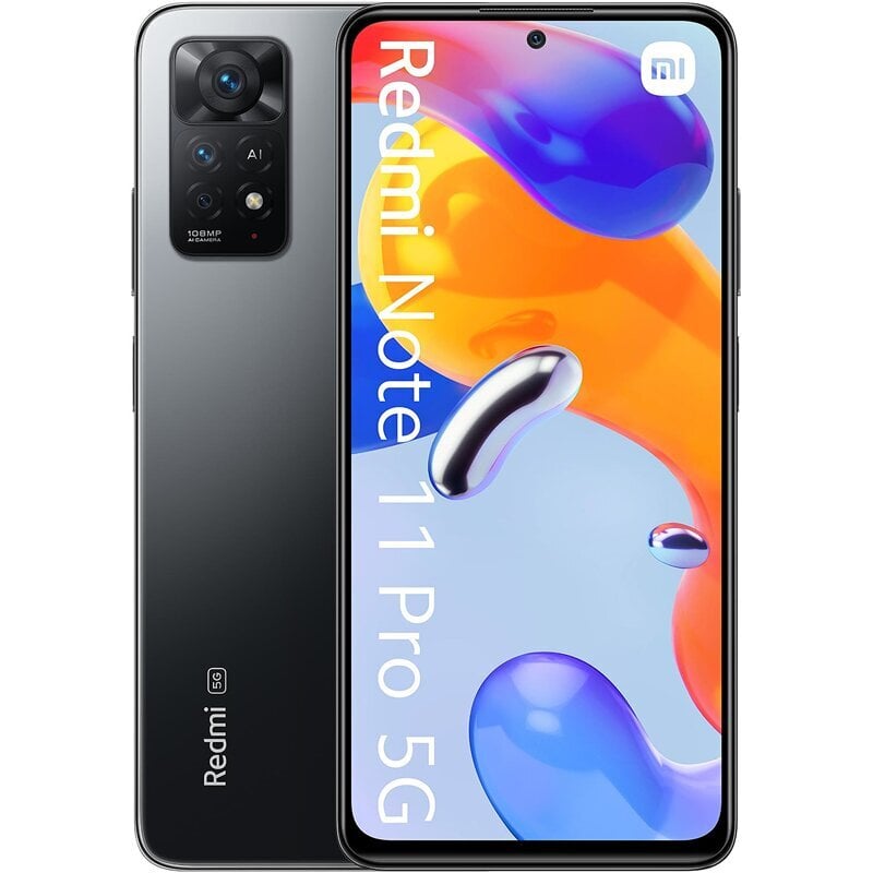 Xiaomi Redmi Note 11 Pro 5G Dual SIM 6/128GB,MZB0AUCEU Graphite Gray hinta ja tiedot | Matkapuhelimet | hobbyhall.fi