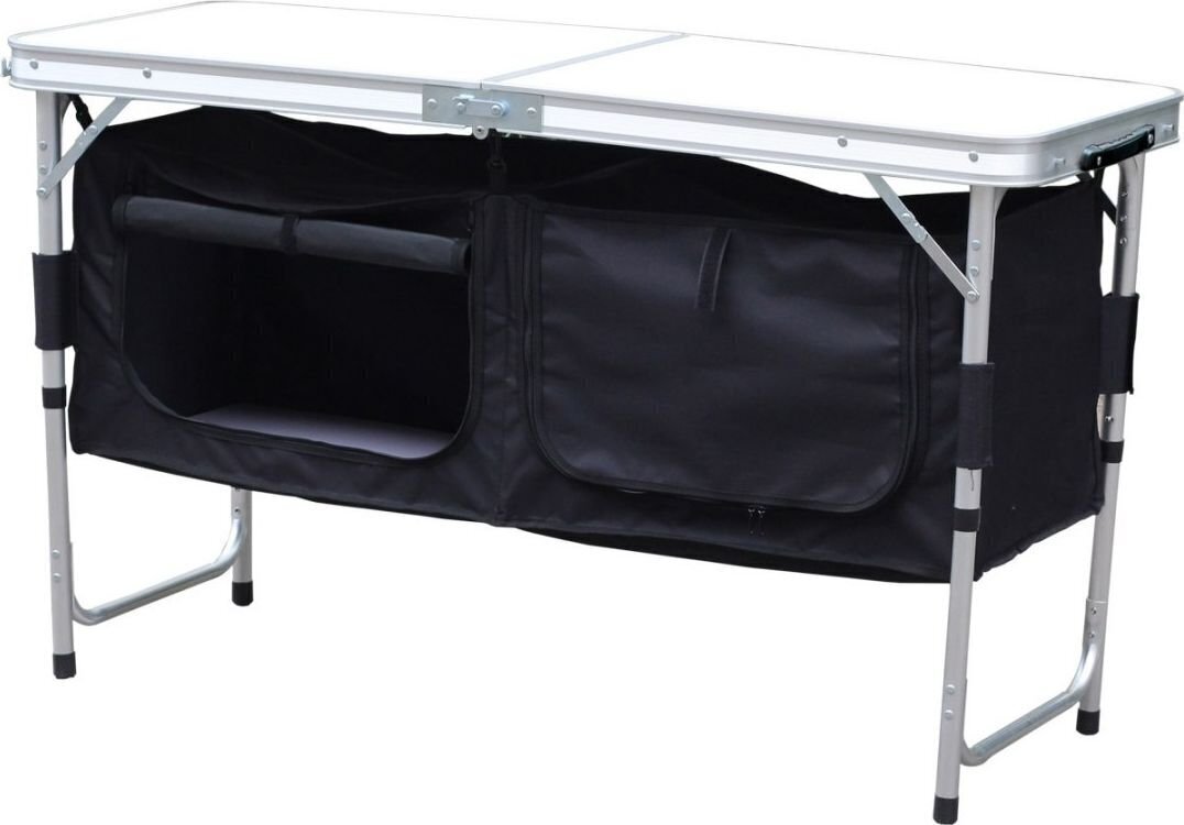 Royokamp Touring -taitettava pöytä hyllyillä, 120 x 60 x 70/62/54 cm hinta ja tiedot | Retkeilyvarusteet | hobbyhall.fi